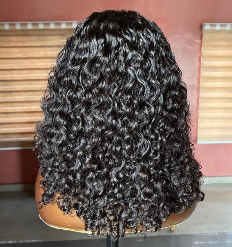 Olahair -18inch #1 BLACK Super Double Drawn 100% Remy hair Pixie curly 13*4 Lace Wig Human Hair Full Lace