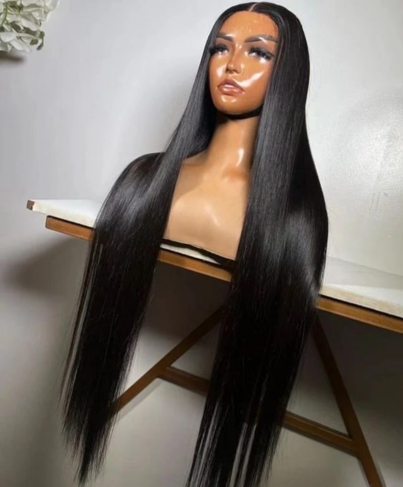 Olahair -40inch #1 BLACK Super Double Drawn 100% Remy hair ST 13*4 Lace Wig Human Hair Full Lace