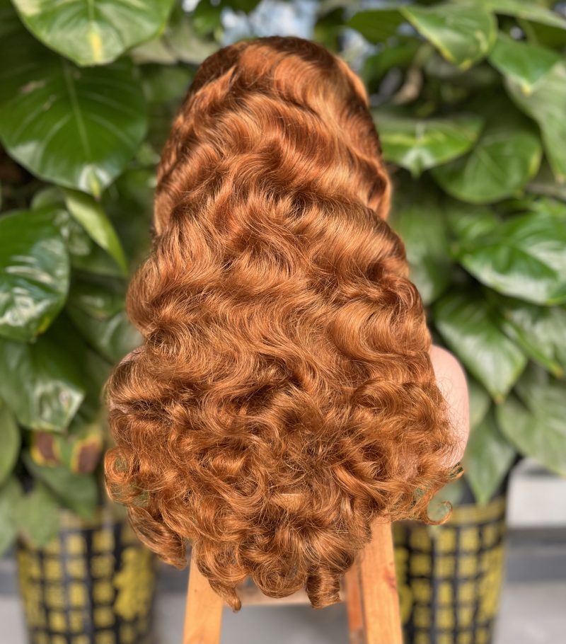 Olahair -24inch Orange Colour Super Double Drawn 100% Remy hair Pixie curly 13*4 Lace Wig Human Hair Full Lace